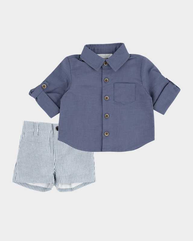 Boy's Linen Shirt & Shorts Set, Size 3M-24